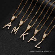 Shangjie OEM Kalung Hip Hop Personalized Cheap Necklace Zircon India Letter Pendant Necklace Gold Plated Initial Necklace